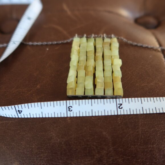 Light green jade square beads &sterling silver Sherzada necklace pendant 14"-17" - Picture 11 of 16